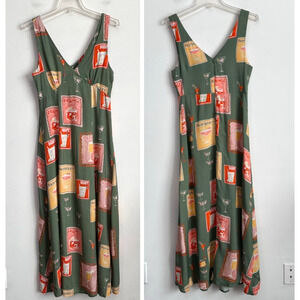 Paper Heart Maxi Tank Dress S Anthropologie Martini Cocktails‎ Green Party NEW